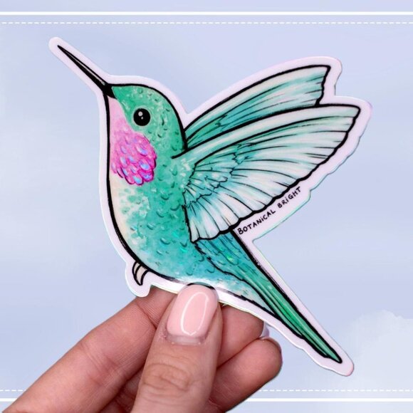 3 for $15 - Hummingbird‎ Sticker - Waterproof Vinyl Decal - Holographic Details - Picture 1 of 6